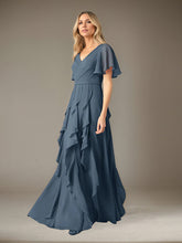 A-Line V-Neck Floor-Length Chiffon Mother of the Bride Dress